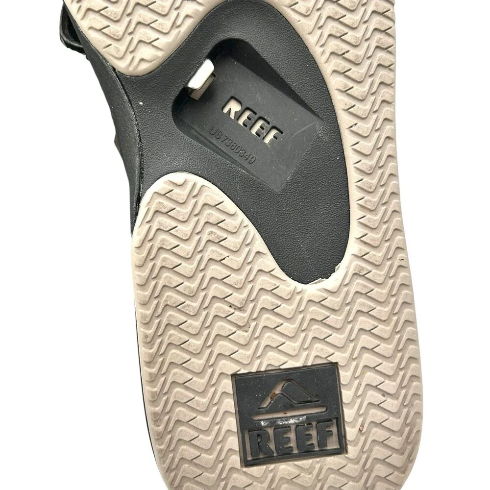 Reef Fanning Mens Flip Flops Black Silver Bottle Opener Sandals CJ0393 Size 12